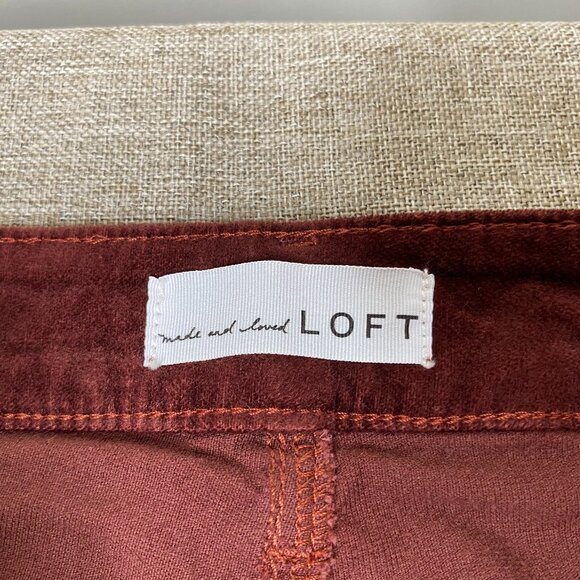 LOFT Made & Loved Velvet Like Jeans Women's 28 Mid Rise Rust Red Casual Pants - Picture 5 of 14